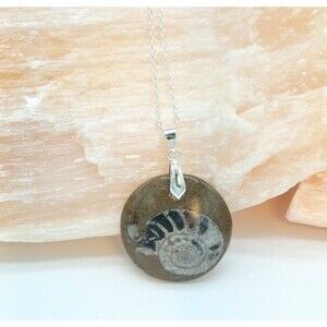 Ammonite Necklace Fossilized Stone Fossil Pendant